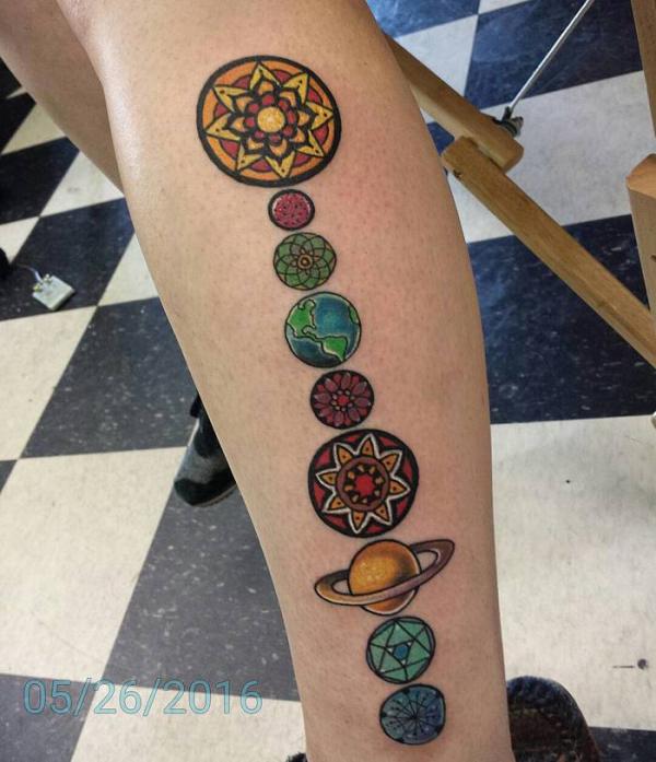 Mandala solar system tattoo
