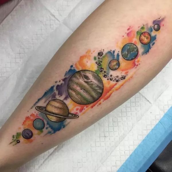 Solar system tattoo watercolor