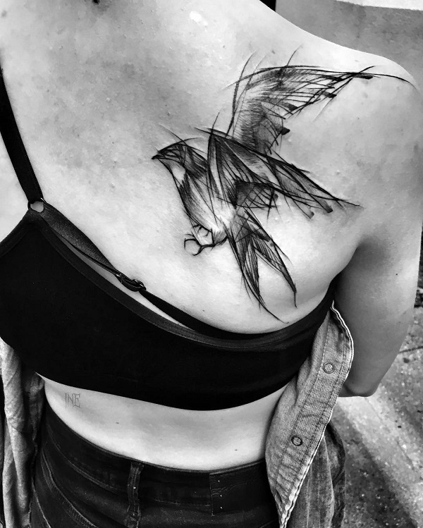 Sketchy Swallow drawing tattoo