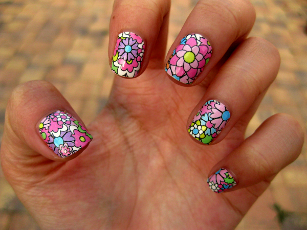 10. Floral Nail Art with Paper Towels - wide 4