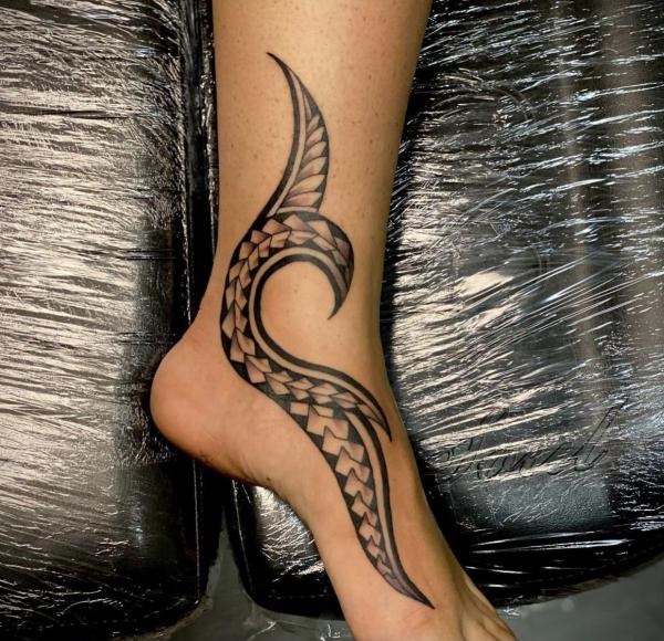 Ankle tribal ankle tattoo for women