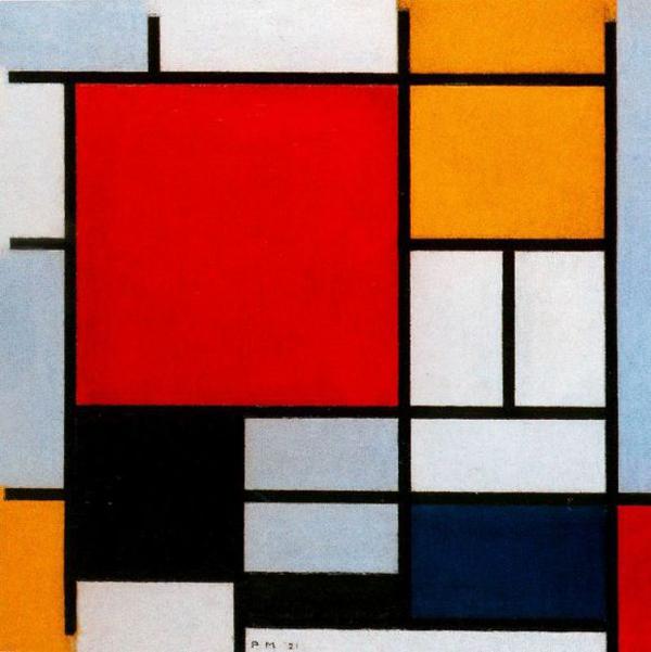 Composition with Large Red Plane, Yellow, Black, Gray and Blue - Piet Mondrian, 1921 Composition with Red, Blue, and Yellow