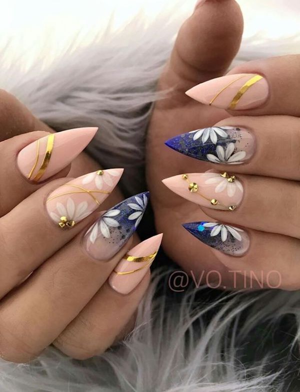 Amazon.com: SINSEN French Tip Press on Nails Short Square Fake Nails White Flower  Design Glue on Nails Glossy Nude False Nails with Leaf Full Cover Square  Shape Acrylic Nails for Women Girls