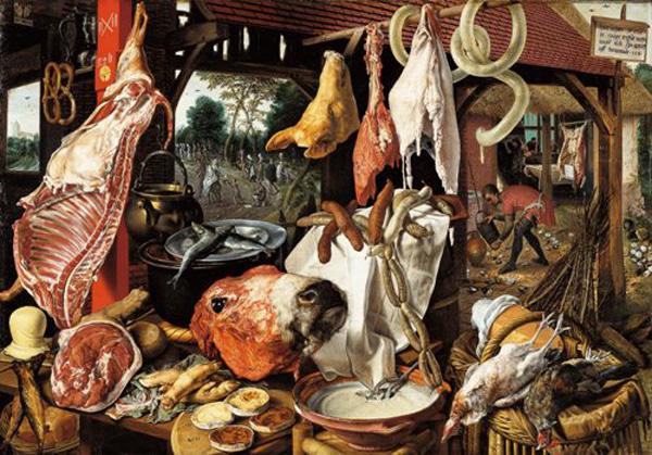 Pieter_Aertsen Butcher's Stall with the Flight into Egypt 1551