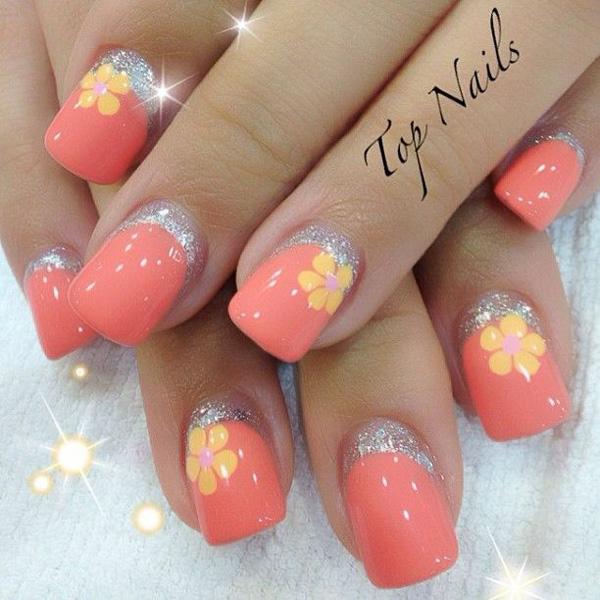 Pink flower nail