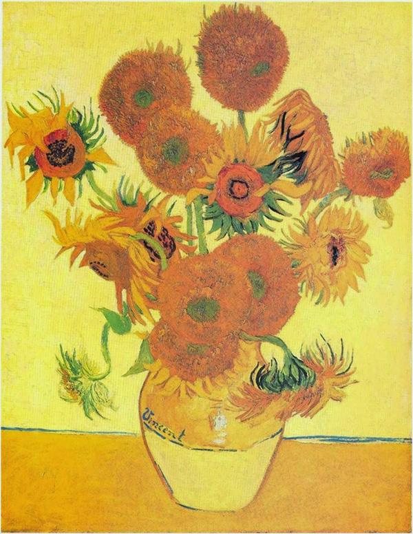 Still-Life-Vase-with-Fifteen-Sunflowers 1888