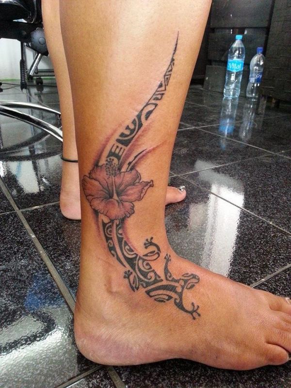 Tribal ankle tattoo for women