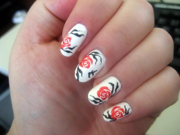 Single Flower Print Nail Art - Step by Step Tutorial