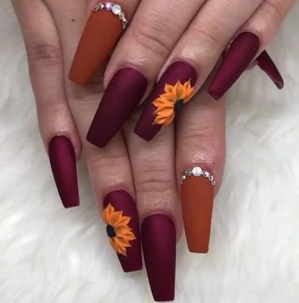 sunflower nail art