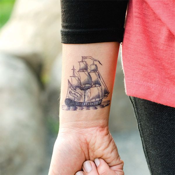 Small Boat Wrist Tattoo