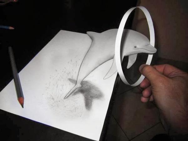 Jumping Dolphin 3D drawing by Alessandro Diddi