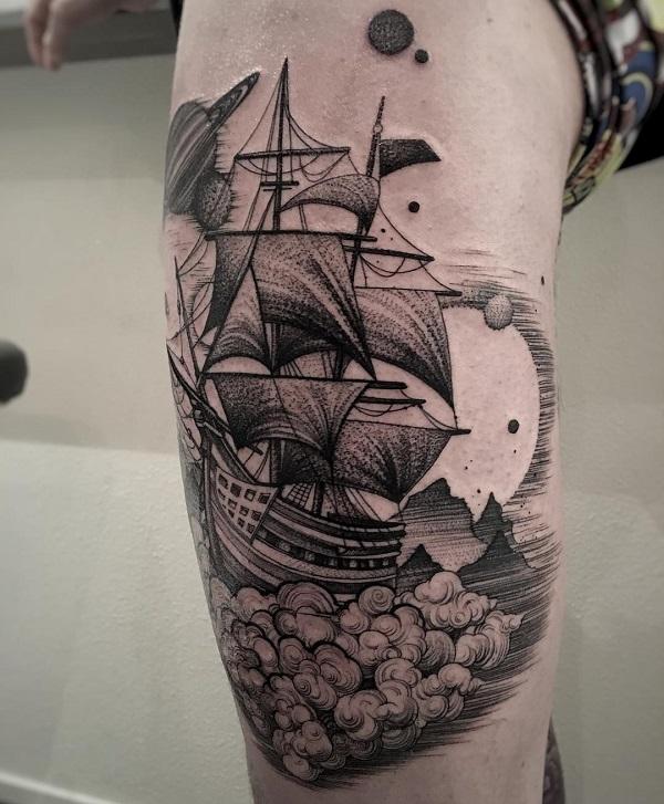 sailboat chest tattoo