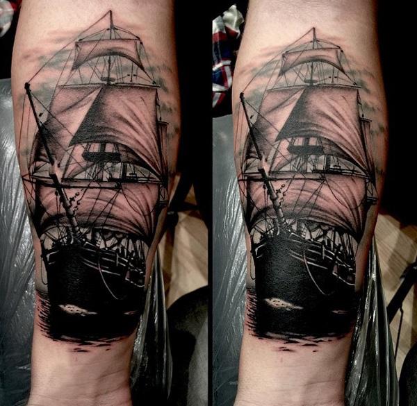  Sailboat forearm tattoo