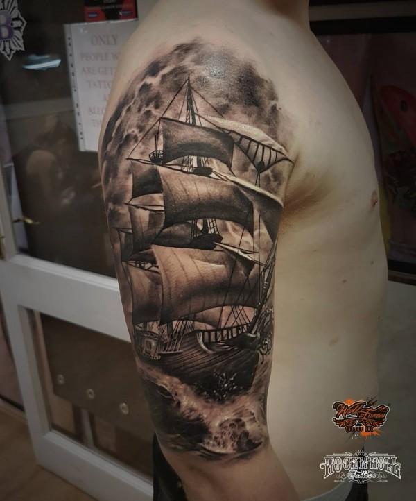 Sailor Jerry tall ship tattoo