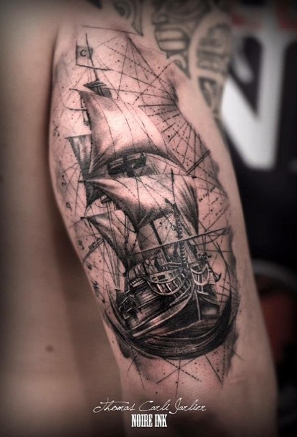 Map Sail Boat tattoo