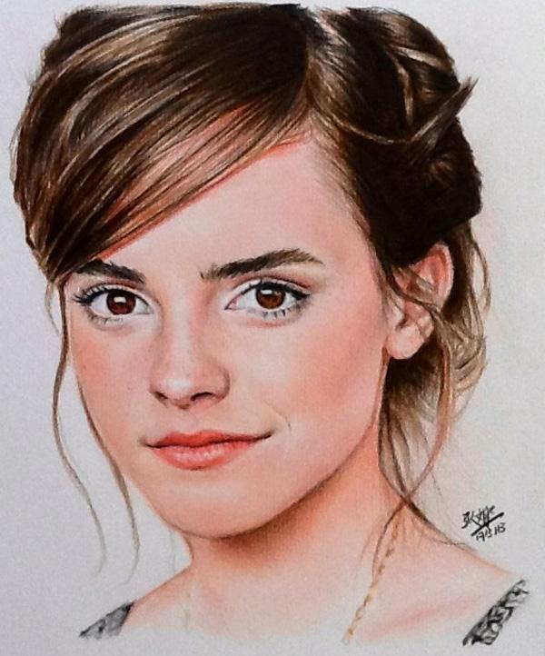 Color pencil portrait of Emma Watson