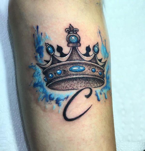 Blue diamond and crown | Crown tattoo design, Crown tattoo, Diamond tattoo  designs