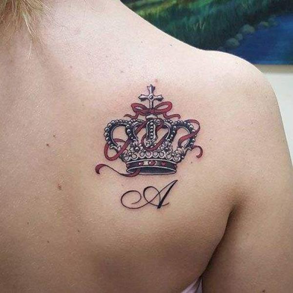 Crown with ribbon and letter A