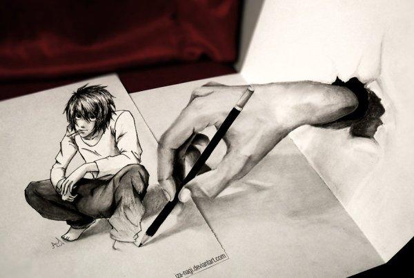 Hand and boy 3D drawing by Iza Nagi