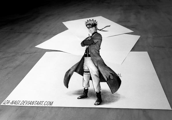 Standing boy 3D drawing by Iza Nagi 