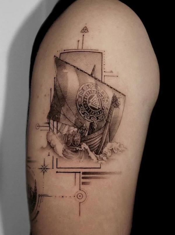 Viking ship tattoo