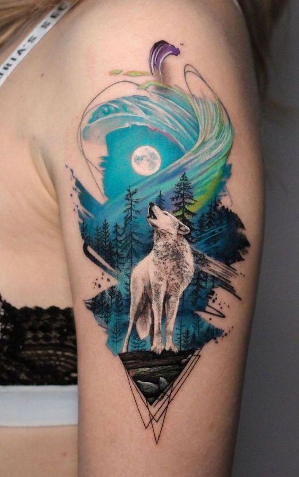 Sanaer Geometric Wild Wolf Nature Animal Temporary Tattoo – MyBodiArt