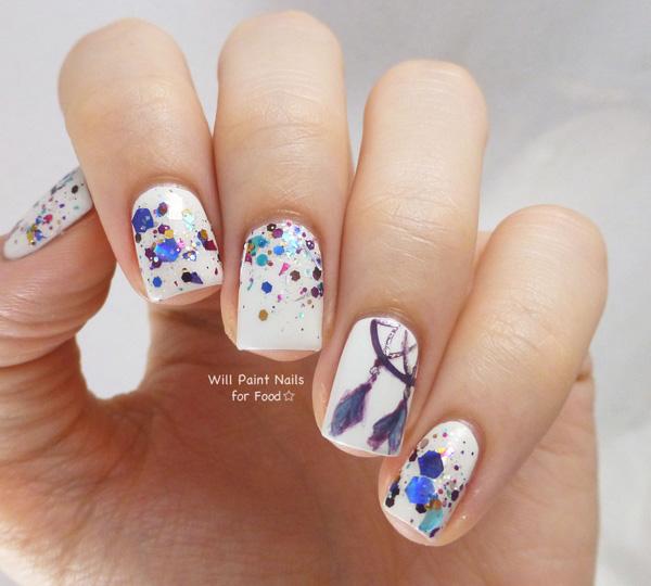 23 Glitter dreamcatcher cool nail designs