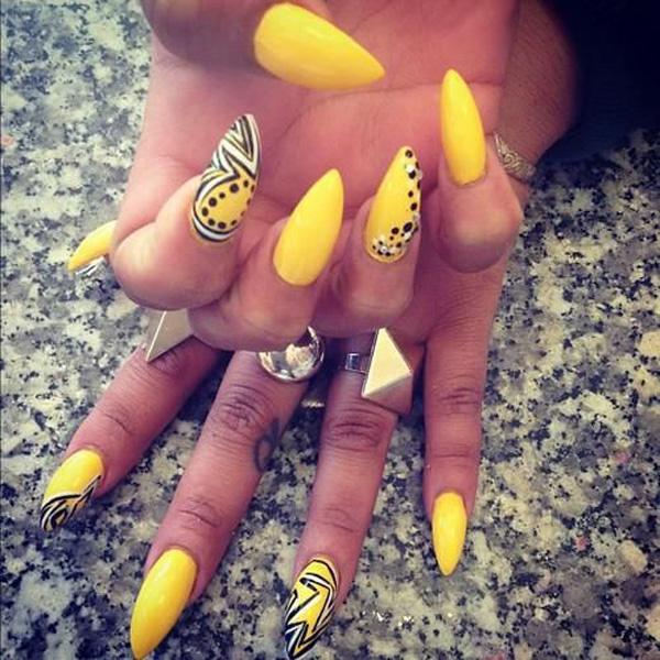 50 Rock Your Style with Trendy Nail Designs : Orange Funky Acrylic Nails