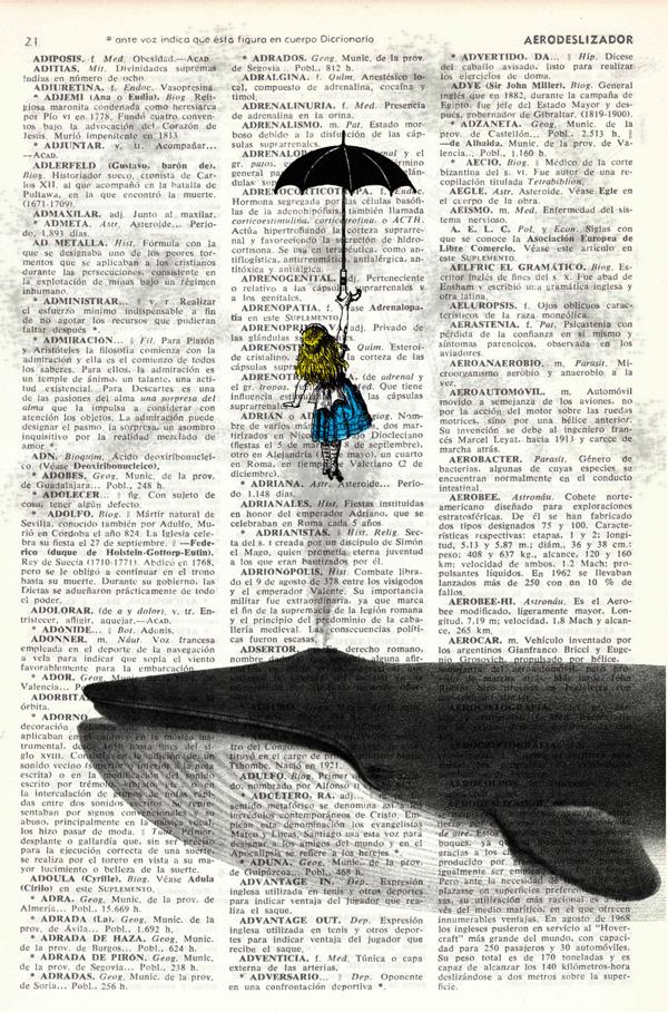 Alice in the Sky with Umbrella (and Whale) Dictionary art print