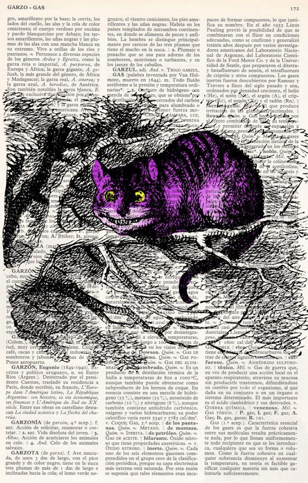 Alice in wonderland- Cheshire cat book print