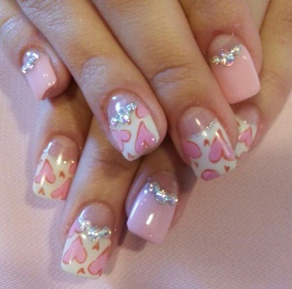 14 heart nail art