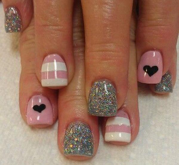 2 heart nail art