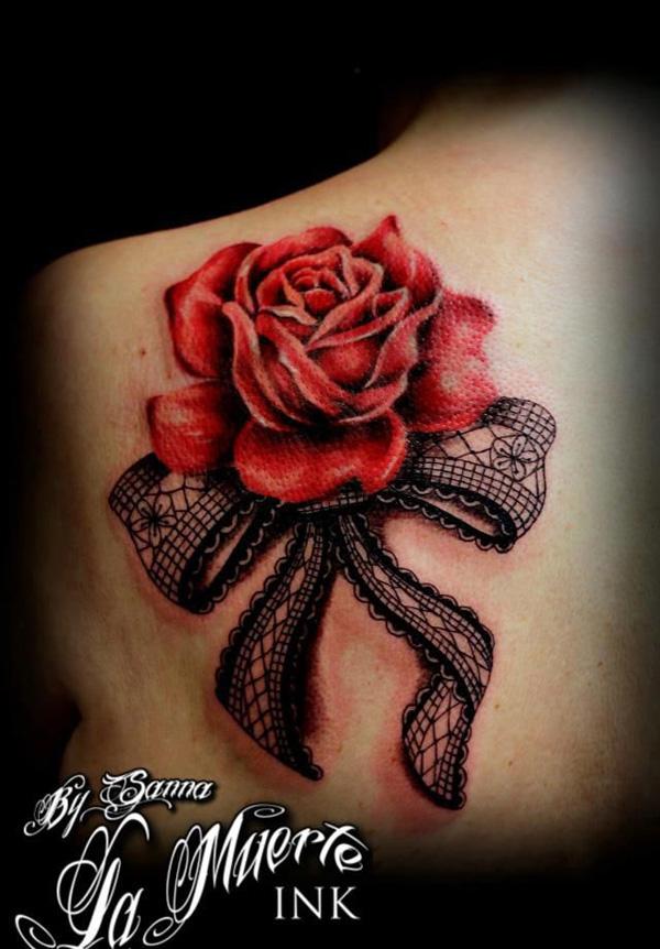 black lace bow tattoo