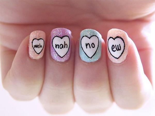 27 heart nail art