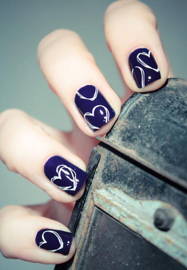 3 heart nail art