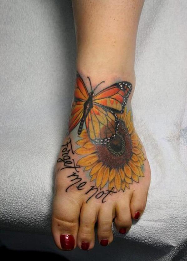 31 sunflower and butterfly tattoo.