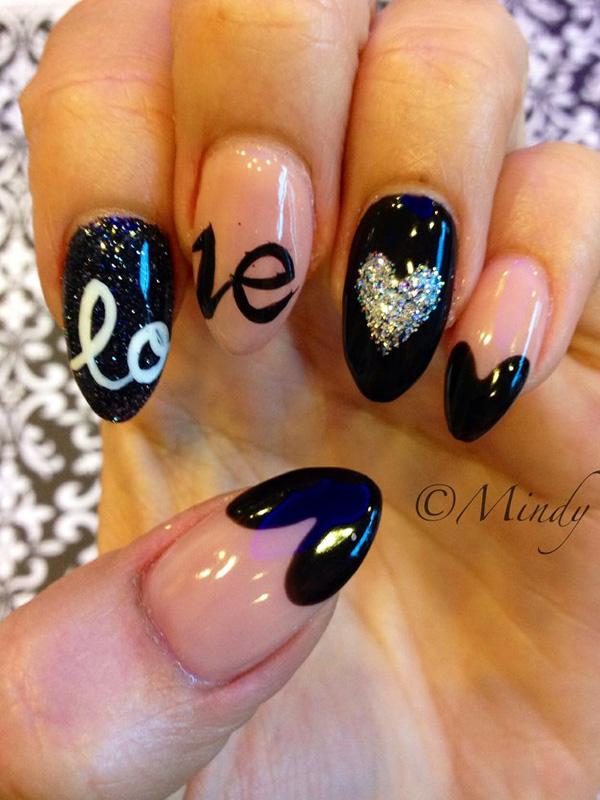 49 heart nail art
