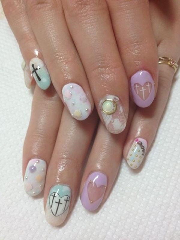 52 heart nail art