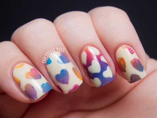 53 heart nail art
