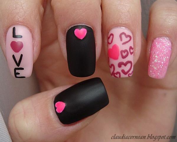 57 heart nail art