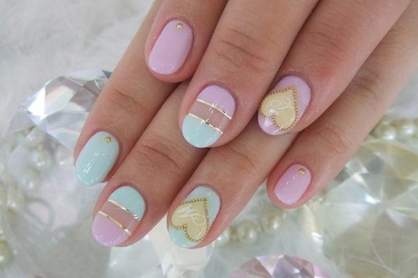 68 heart nail art