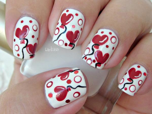 76 heart nail art