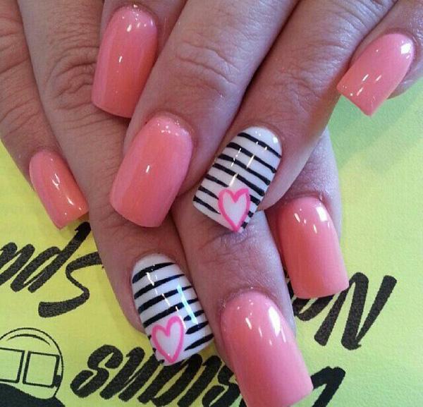 9 heart nail art