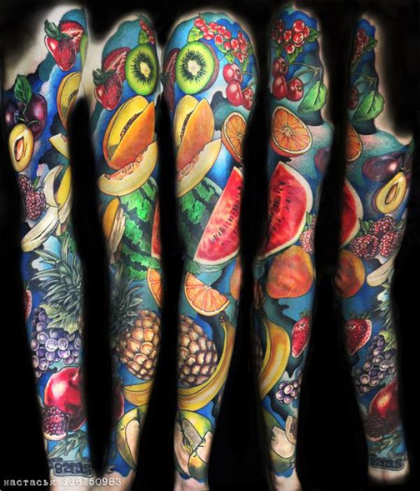Fruits fall tattoo sleeve
