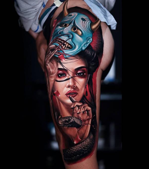 Geisha hannya mask tattoo