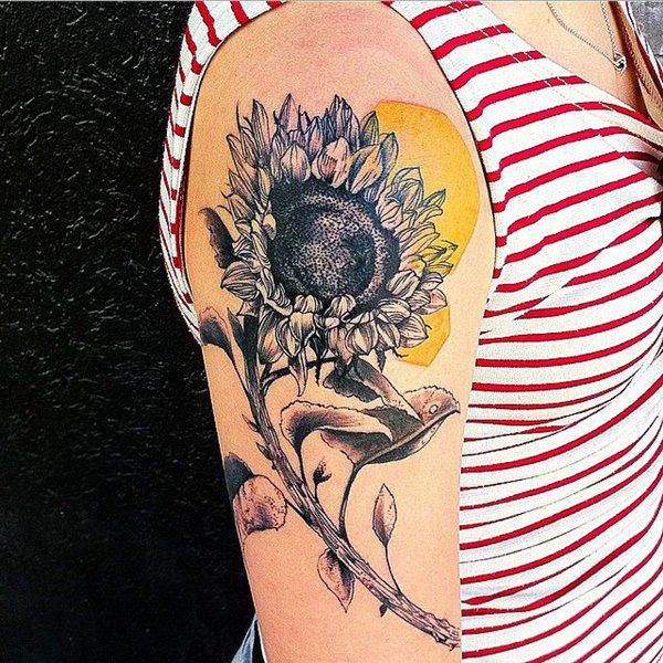 Harvest sunflower tattoo sleeve