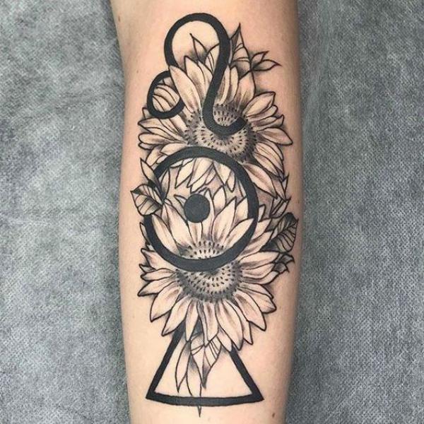 Leo sunflower tattoo