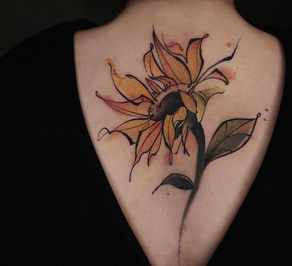 Male sunflower tattoo