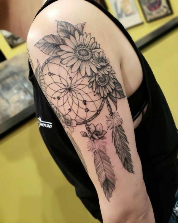Sunflower dream catcher tattoo