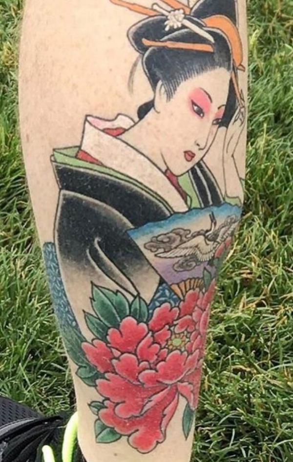 geisha calf tattoo
